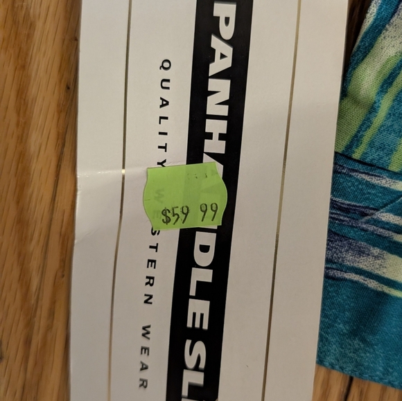 Blue and Green Western Patterned Button-Up Shirt - Picture 3 of 6